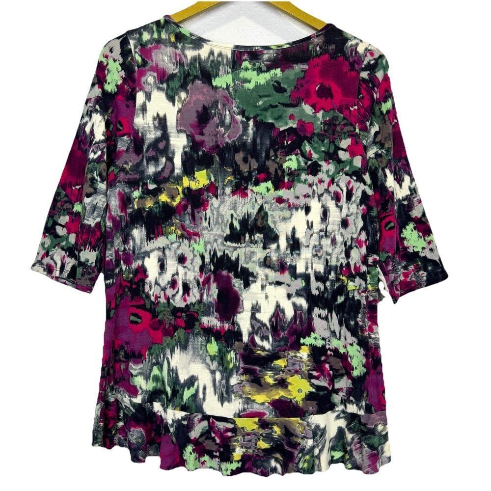Julienne Weston Asymmetric Ruffle Top Size L Watercolor Art To Wear Boho Fairy - Picture 3 of 5